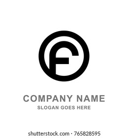 F Letter with Black Circle Logo Vector