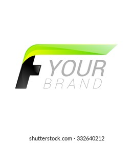 F letter black and green logo design Fast speed template elements