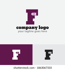 F Diseño de plantillas de diseño de logotipos de cartas y formas de libro Diseño de iconos vectores .Logo sencillo para su empresa de negocios.