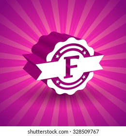 f letter business logo design template abstract vector elements for corporate identity emblem label or icon on bright shiny pink background color colour rose white abstract unusual sign contract offse