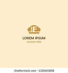 F Letter In Captain's Hat Vector Logo