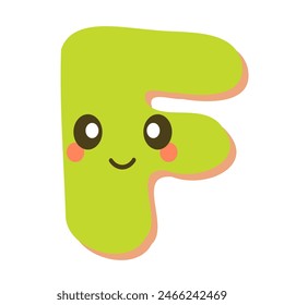  F Letter childish alphabet Vector Illustration 