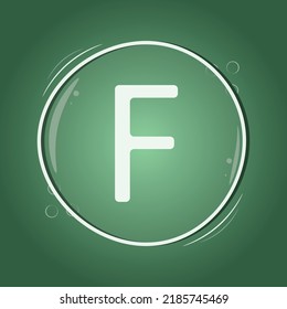 F diseño del logotipo del círculo de letras sobre fondo verde ilustración inteligente del vector plano