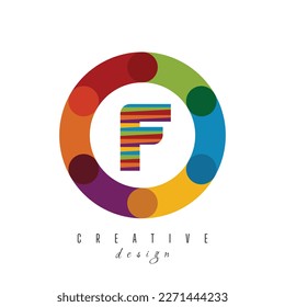 F letra Diseño del logotipo Circle con círculo con logotipo colorido