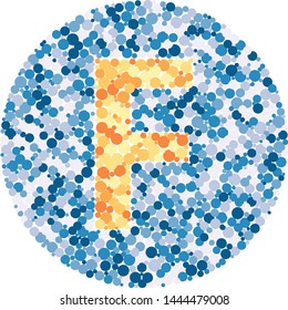 F letter color distributed circles dots illustration