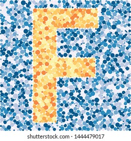F letter color distributed circles dots illustration