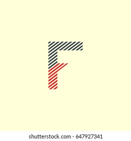 F Letter colored line logo vector template