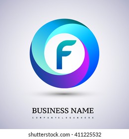 F Letter Colorful Logo In The Circle. Vector Design Template Elements For Your Application Or Company Identity.