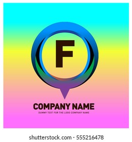 F letter colorful logo in the circle. Vector design template elements for your application or company identity.
