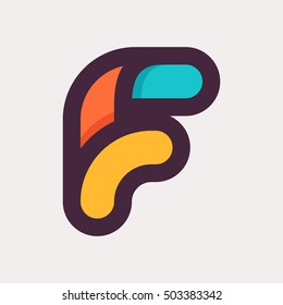 F letter colorful logo. Flat style design. Creative typographic elements for posters, t-shirts and cards.