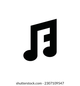 f letter combination music note logo vector