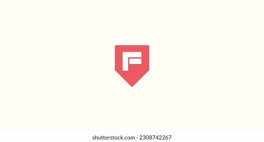 
F concepto de letra dentro del escudo o pentágono, concepto de logotipo de tipografía, logotipo de monograma y logotipo de letras iniciales, moderno y sencillo
