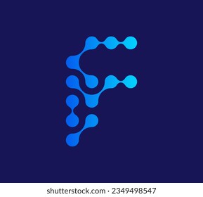 F Letra con logotipo de tecnología de puntos conectados