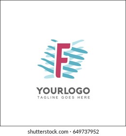 F Letter Creative line symbol. Design arrow and tower element. Abstract universal premium identity. 