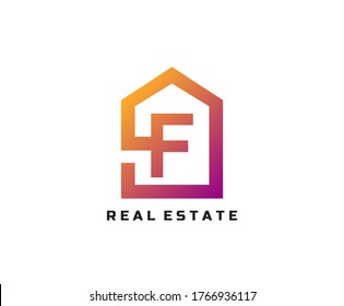 F-Brief kreatives und einzigartiges Logo Icon kreative Monogram mit Home-Schild für Immobilienfirma.