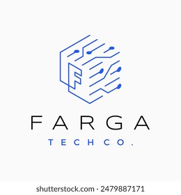 f letter Cube Tech Logo vector icon illustration