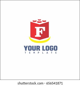 F letter cube typeface. Vector volume font. Education Brand Identity.