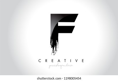 F Letter Design with Brush Stroke and Modern 3D Look Vector Illustration.