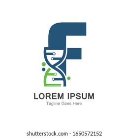F letter with DNA logo creative design template
