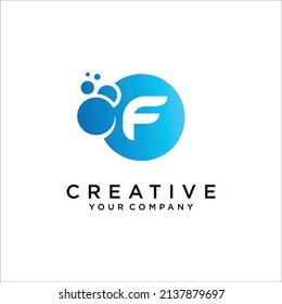 F Letter With Dots Logo Design Vector Template