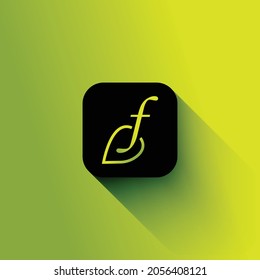 F letter eco leaf logo design 