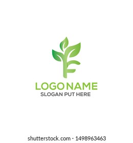 F Letter eco logo design template for use nature/health purpose