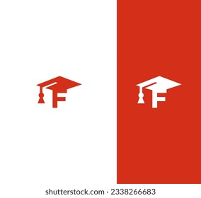 F letter Education vector logo template. This design use student hat and cap symbol. Suitable for student and university.