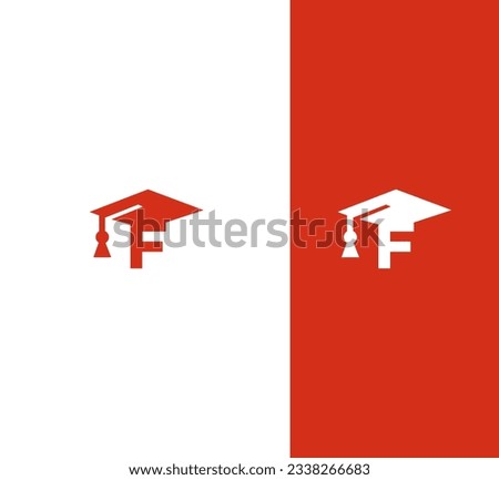 F letter Education vector logo template. This design use student hat and cap symbol. Suitable for student and university.