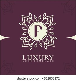 F letter elegant floral logo design. Creative luxury brand, real estate, crest logo,crests,crown,royal, fashion,hotel logo,boutique brand,vector logo template