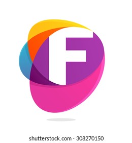 F letter with ellipses intersection logo. Abstract trendy multicolored vector design template elements for your application or corporate identity.