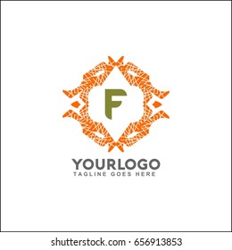 F letter emblem of the weaving circle. Monogram design for Royalty, business card, Boutique, Hotel, Heraldic, Web design, Jewelry. Vector illustration