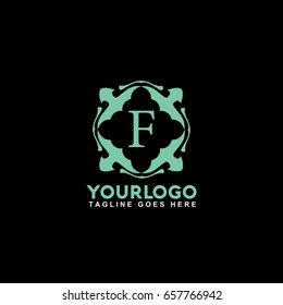 F Letter Emblem of the weaving circle logo. Monogram design element, graceful template. Simple identity design for Royalty, business card, Boutique, Hotel, Heraldic, Web design. 
