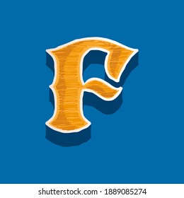 F letter embroidered logo in classic collegiate or sports style. Retro font perfect to use in any university team labels, champ posters, tackle identity, etc.