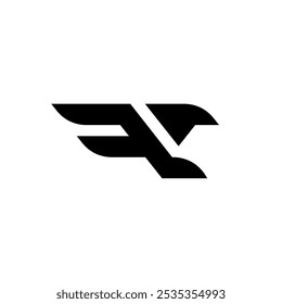 f letter falcon shape icon vector