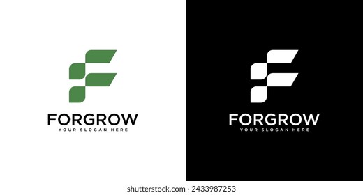 Plantilla de diseño de logotipo de finanzas de letras F Plantilla de logotipo de marketing y negocios financieros con flecha de crecimiento de marketing.