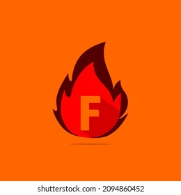 f letra con combinación de plantillas de diseño de incendios, vector de icono de fuego caliente.