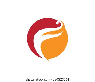 F Letter with fire flame Logo Template vector illustration