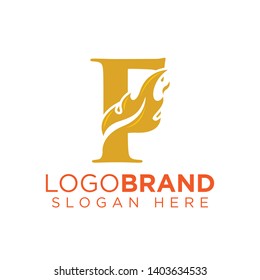 F Letter with Flame Fire logo vector