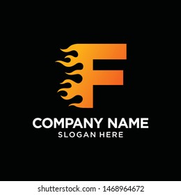 F Letter Flame Logo Design Template Inspiration