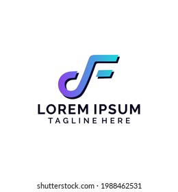 F letter flash playful app logo design