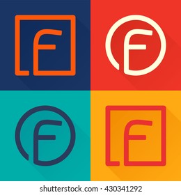 F Letter Flat Logo In Circle And Square. 