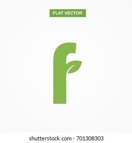 f letter font logo flat with leaf vector logo template