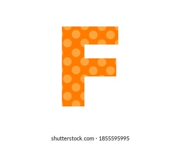 F letter font made of polka dot pattern. Funny cute, children's ages design. LOL girly baby surprise style. For; birthday invitation, banner etc. İsolated vector illustration