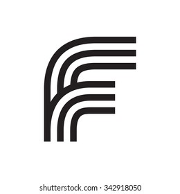 F letter formed by parallel lines. Vector design template elements for your application or corporate identity.