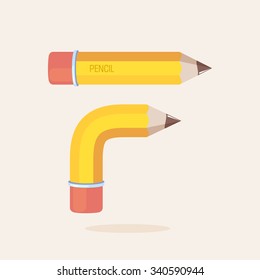 F letter formed by pencil. Vector design template elements for your application or corporate identity.