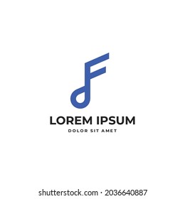 F letter forms a note symbol shapes logo icon sign design. Vector illustration