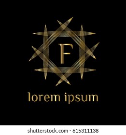 F letter geometric vector logo design template