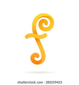 F letter gold or honey flowing vector logo, icon design template element