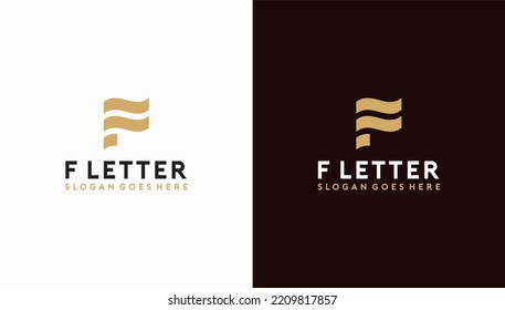 F Letter gold logo vector image