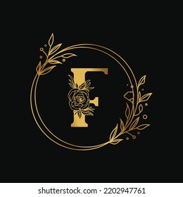 F Letter Golden Gradient Design